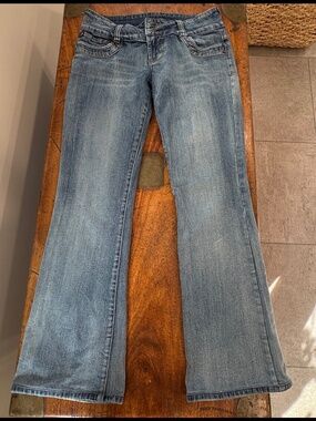 Makers of True Originals Women's Low to Mid Rise Boot Cut Jeans Light Blue Denim